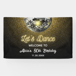 Gouden Halftoon Disco Ball Laten we dansen Verjaar Spandoek