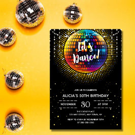 Gouden Halftoon Kleurrijke Disco Ball Verjaardagsf Kaart