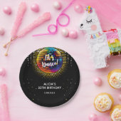 Gouden Halftoon Kleurrijke Disco Ball Verjaardagsf Papieren Bordje (Feest)