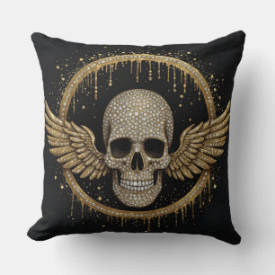 ☠️ Gouden Halo Schedel Embleem Voor Donkere Stijl Kussen