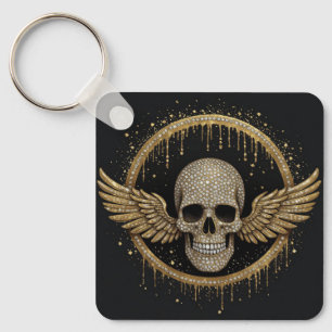 ☠️ Gouden Halo Schedel Embleem Voor Donkere Stijl  Sleutelhanger