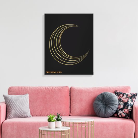 Gouden Halve Maan Hemelse Kunst Canvas Cadeau Afdruk (Insitu (Woonkamer))