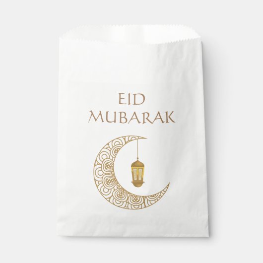Gouden Halve Maan & Lantaarn Eid Mubarak Islamitis Bedankzakje (Voorkant)