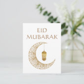 Gouden Halve Maan & Lantaarn Eid Mubarak Islamitis Briefkaart (Staand voorkant)