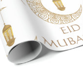 Gouden Halve Maan & Lantaarn Eid Mubarak Islamitis Cadeaupapier (Rol Hoek)