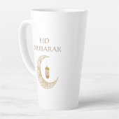 Gouden Halve Maan & Lantaarn Eid Mubarak Islamitis Latte Mok (Linkerhoek)