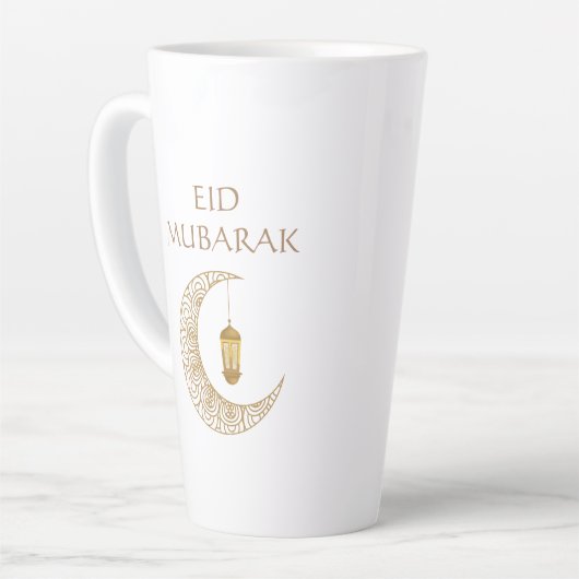 Gouden Halve Maan & Lantaarn Eid Mubarak Islamitis Latte Mok (Linkerhoek)