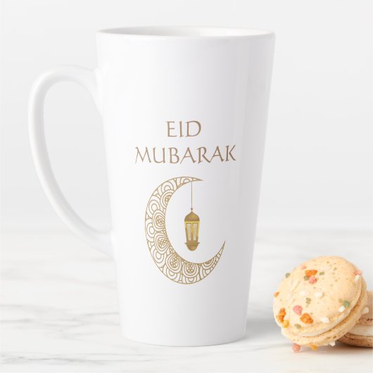 Gouden Halve Maan & Lantaarn Eid Mubarak Islamitis Latte Mok (In situ)