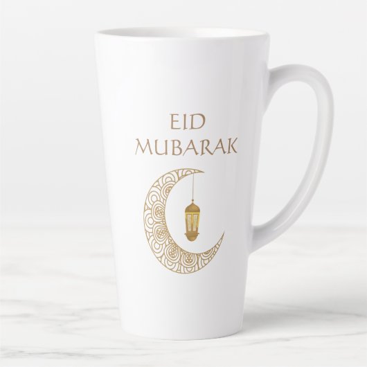 Gouden Halve Maan & Lantaarn Eid Mubarak Islamitis Latte Mok (Rechts)