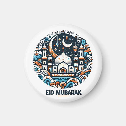 Gouden Halve Maan & Lantaarn Eid Mubarak Islamitis Magneet (Voorkant)