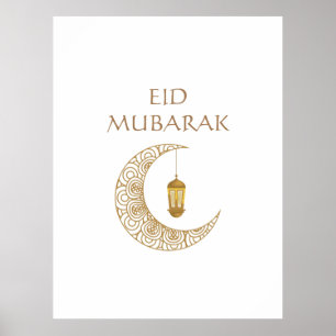 Gouden Halve Maan & Lantaarn Eid Mubarak Islamitis Poster