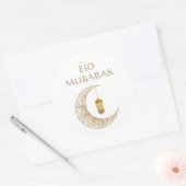 Gouden Halve Maan & Lantaarn Eid Mubarak Islamitis Ronde Sticker (Envelop)