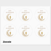 Gouden Halve Maan & Lantaarn Eid Mubarak Islamitis Ronde Sticker (Vel)