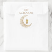 Gouden Halve Maan & Lantaarn Eid Mubarak Islamitis Ronde Sticker (Tas)