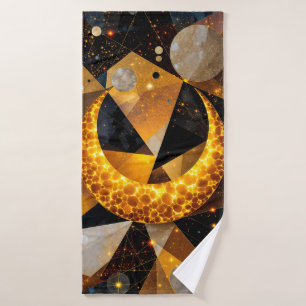 Gouden Halve Maan met kosmische geometrische sterr Badhanddoek