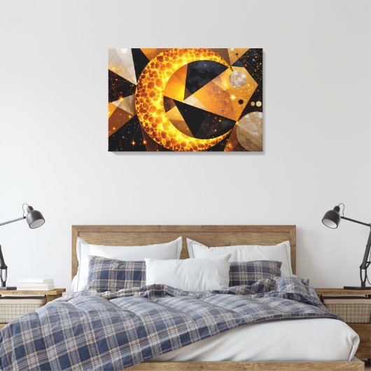 Gouden Halve Maan met kosmische geometrische sterr Canvas Afdruk (Insitu (Slaapkamer))