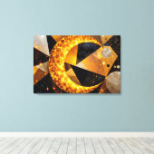 Gouden Halve Maan met kosmische geometrische sterr Canvas Afdruk (Insitu (Houten vloer))