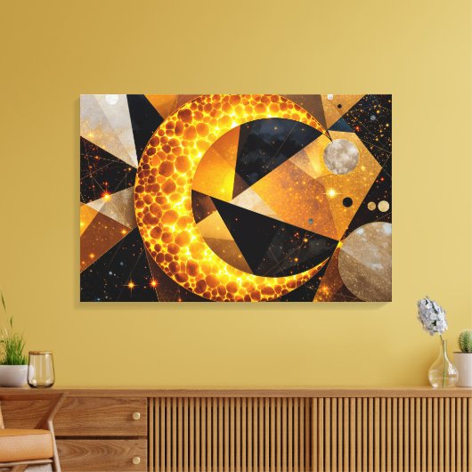 Gouden Halve Maan met kosmische geometrische sterr Canvas Afdruk (Insitu (Woonkamer))