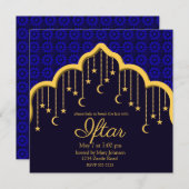 Gouden Halve Maan & Sterren Ramadan, blauw Kaart (Voorkant / Achterkant)