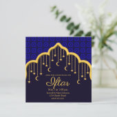 Gouden Halve Maan & Sterren Ramadan, blauw Kaart (Staand voorkant)