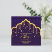 Gouden Halve Maan & Sterren Ramadan, paarse Kaart (Staand voorkant)