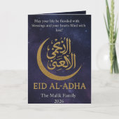 Gouden Halve Maan & Sterrennacht Eid Al-Adha Kaart (Voorkant)