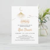 Gouden Halvemaan Glans Ramadan Iftar Uitnodiging (Staand voorkant)