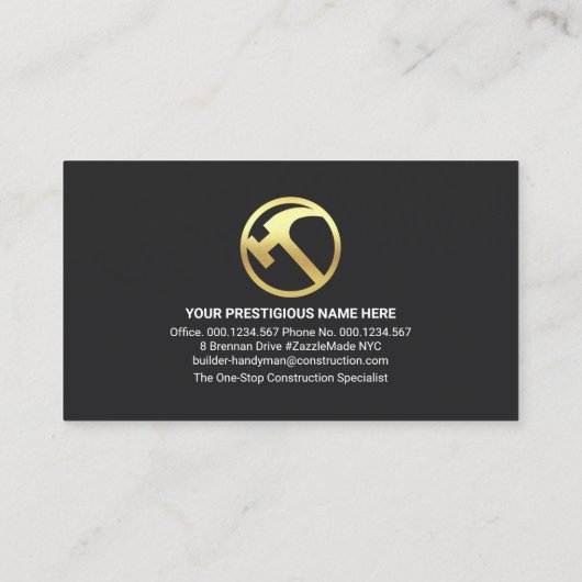 Gouden Hamer Handyman Signage Visitekaartje (Achterkant)