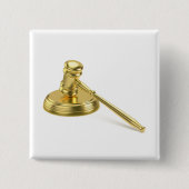 Gouden hamer vierkante button 5,1 cm (Voorkant)