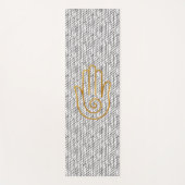 Gouden Hamsa Hand Symbool op Zwart Patroon Yogamat (Voorkant)