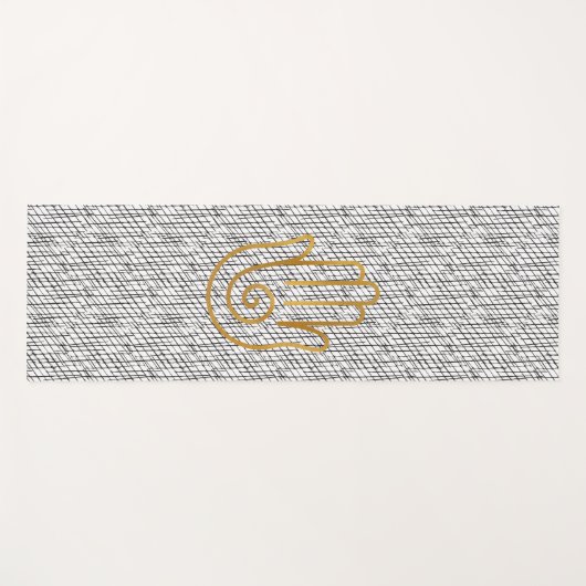 Gouden Hamsa Hand Symbool op Zwart Patroon Yogamat (Voorkant (horizontaal))