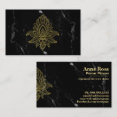 ** Gouden Hamsa Zwart Wit Marmer Heilig Abstract Visitekaartje (Voorkant / Achterkant)