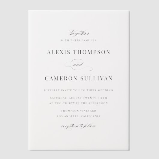 Gouden hand gebeletterde kalligrafie bruiloft vellum uitnodigingen (Voorkant)