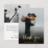 Gouden Hand Geletterd Script Trouwfoto Bedankkaart (Voorkant / Achterkant)