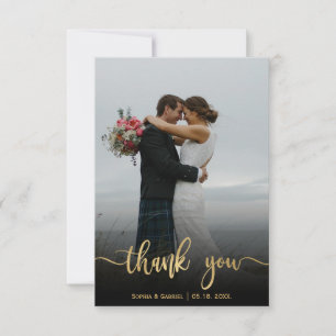 Gouden Hand Geletterd Script Trouwfoto Bedankkaart
