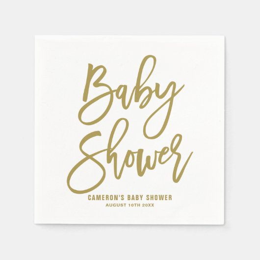 Gouden Hand Geletterde Baby showers Papieren serve Servet (Voorkant)