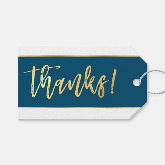 GOUDEN HAND GELETTERDE BEDANKT stijlvol marineblau Cadeaulabel (Voorkant (Horizontaal))