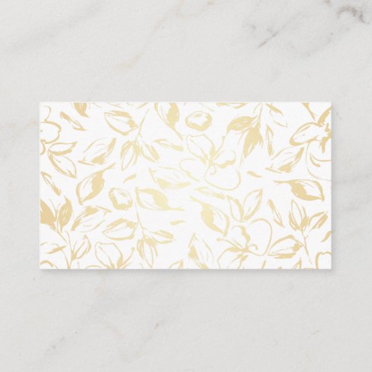 Gouden Hand getrokken bloemen bruiloft details Informatiekaartje (Achterkant)