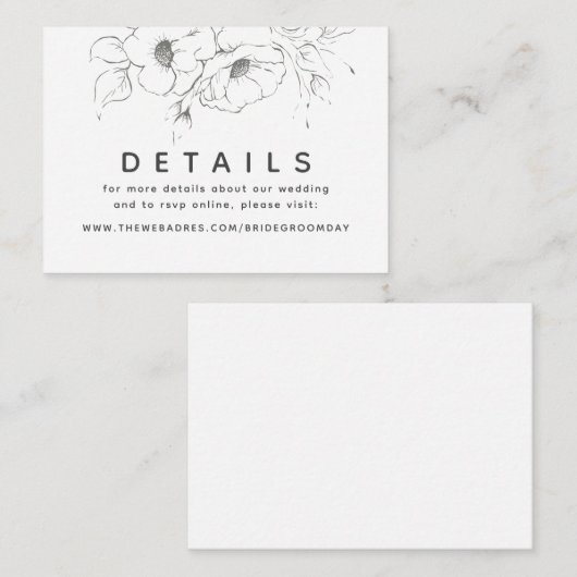 Gouden Hand getrokken bloemen bruiloft details Informatiekaartje (Voorkant / Achterkant)