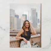 Gouden Hand getrokken boog foto afstudeerfeest Folie Uitnodiging (Achterkant)