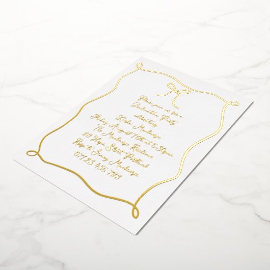 Gouden Hand getrokken boog foto afstudeerfeest Folie Uitnodiging (Gedraaid)