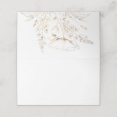 Gouden Hand getrokken Wildbloemen Witte bruiloft Plaatskaartje (Buitenkant ongevouwen)