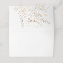 Gouden Hand getrokken Wildbloemen Witte bruiloft Plaatskaartje