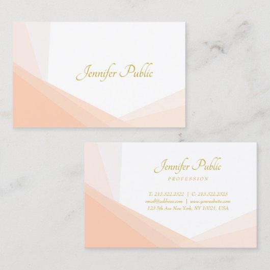 Gouden Hand Script Naam Professioneel Elegant Mode Visitekaartje (Voorkant / Achterkant)