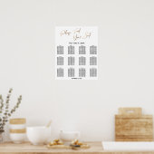 Gouden handgeschreven bruiloftsreceptie zitplaatse poster (Keuken)