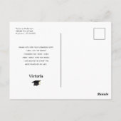 Gouden handgeschreven foto afstudeer bedankje briefkaart (Achterkant)