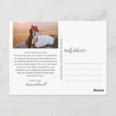 Gouden handgeschreven script foto's trouw dank je  briefkaart (Achterkant)