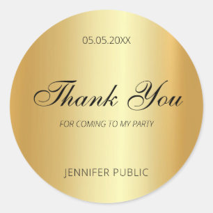Gouden handgeschreven script sjabloon dank je glam ronde sticker