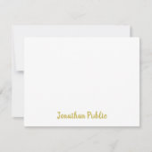 Gouden Handgeschreven Scripttekst Gepersonaliseerd Notitiekaartje (Voorkant)