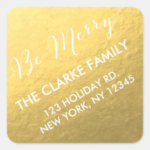 Gouden handschrift Be Merry Holiday Adres Sticker